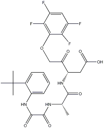 254750-02-2,(S)-3-((S)-2-(2-(2-tert-butylphenylamino)-2-oxoacetamido)propanamido)-4-oxo-5-(2,3,5,6-tetrafluorophenoxy)pentanoic acid,(3S)-3-[[(2S)-2-[[2-(2-tert-Butylanilino)-2-oxoacetyl]amino]propanoyl] amino]-4-oxo-5-(2,3,5,6-tetrafluorophenoxy)pentanoic acid;